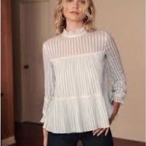 Sezane White Striped Blouse
